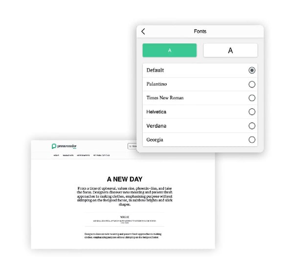 PressReader Accessibility: Font enhancement