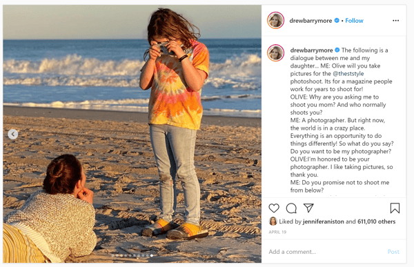 Drew Berrymore Instagram with daughter