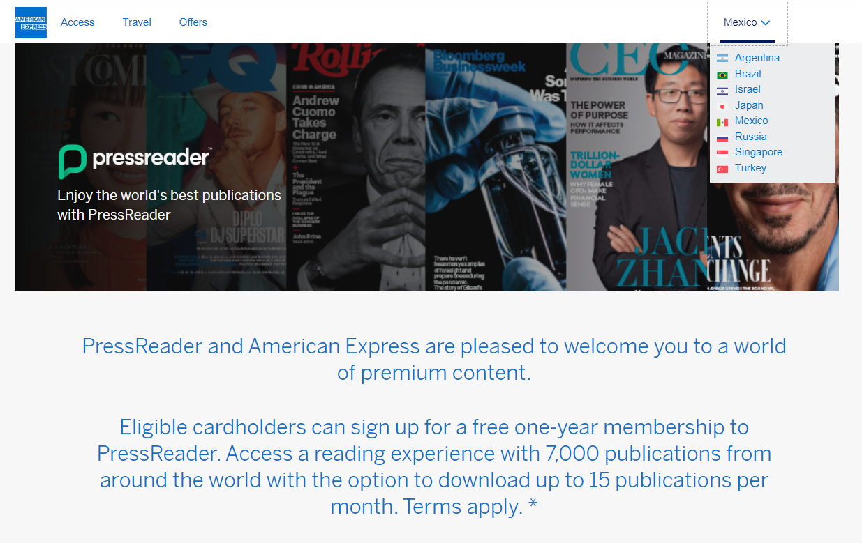 American Express and PressReader