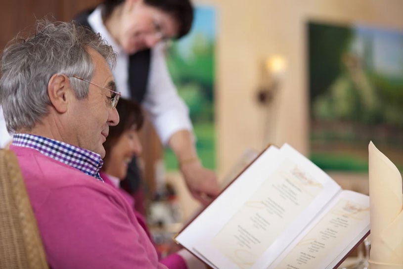 Hotel guest at restaurant