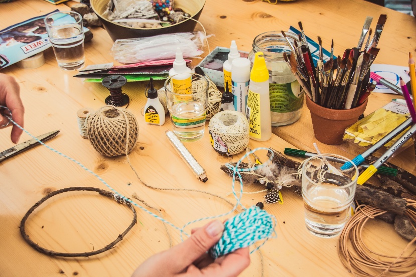 Table with hobby materials