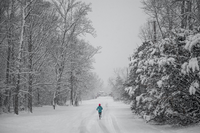 Person running in snow